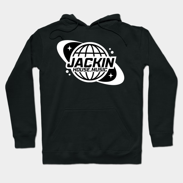 JACKIN HOUSE  - Globe Y2K (White) Hoodie by DISCOTHREADZ 